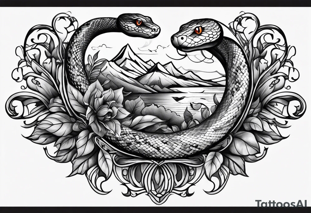snake with leaves and vines forearm tattoo tattoo idea