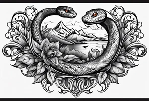 snake with leaves and vines  forearm tattoo tattoo idea