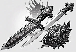 Viego's sword from League of legends, in cybersigilsm tattoo sytle tattoo idea