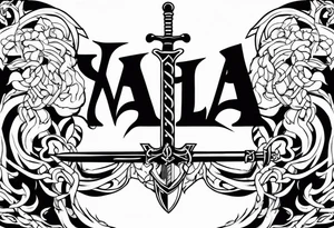 Valhalla sword  fire chains tattoo idea