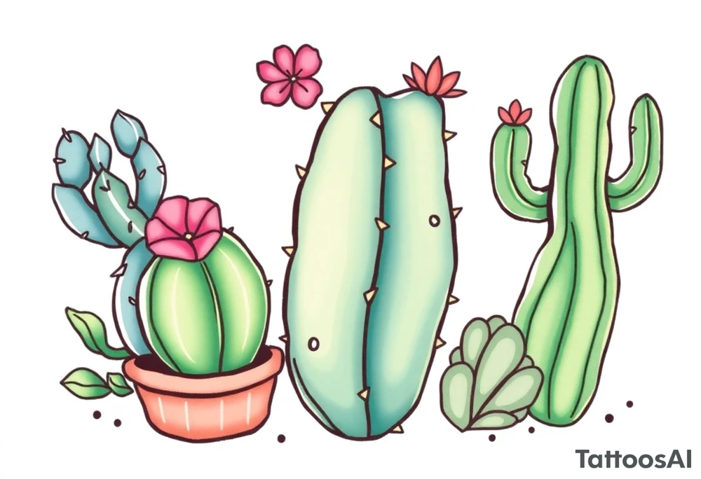 Cute cacti tattoo idea