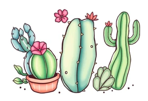 Cute cacti tattoo idea