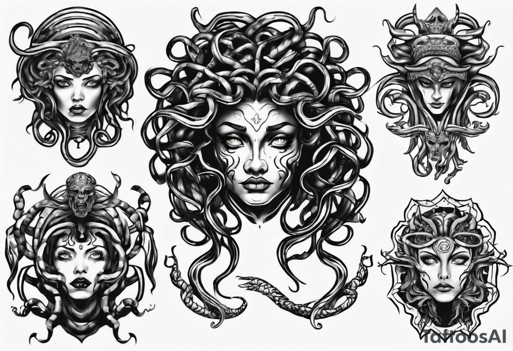 Dark dangerous Medusa tattoo idea
