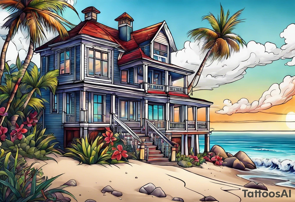 Beach house tattoo idea