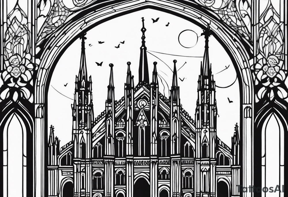 jack skellington on the spire of the Milan cathedral tattoo idea