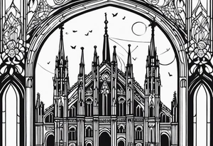 jack skellington on the spire of the Milan cathedral tattoo idea