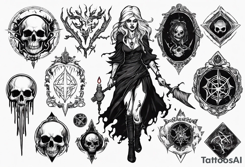 witch necromancer like a path of exile games tattoo idea