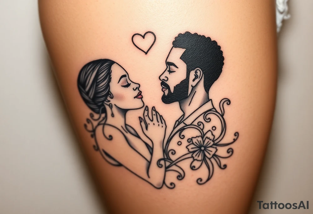 Mixed Black Mexican and black man in love tattoo idea