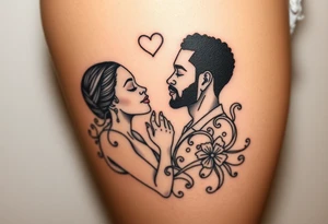 Mixed Black Mexican and black man in love tattoo idea