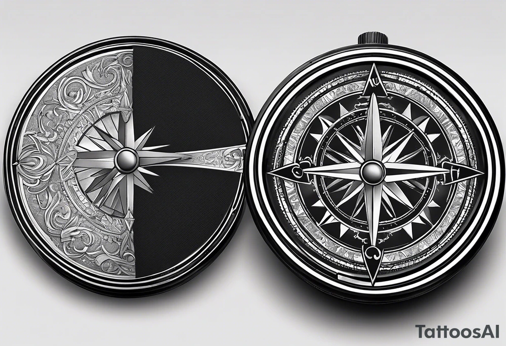 pocket compass opened with signature engraving on the top half inside tattoo idea pocket compass opened with signature engraving on the top half inside tattoo idea