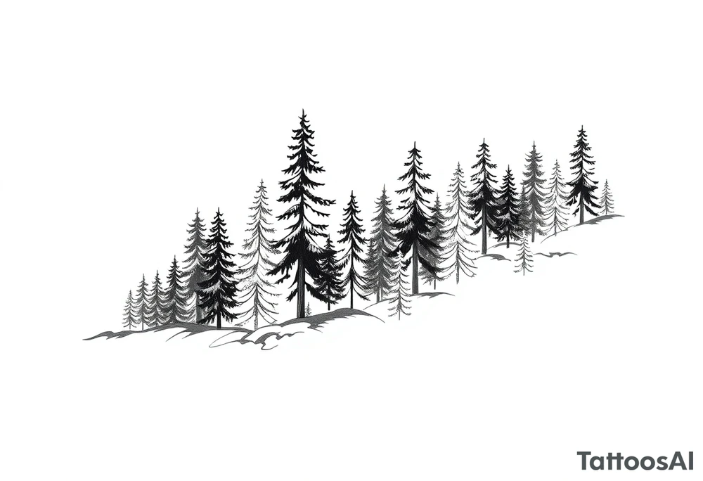 Coniferous forest tattoo sleeve black and gray tattoo idea Coniferous forest tattoo sleeve black and gray tattoo idea