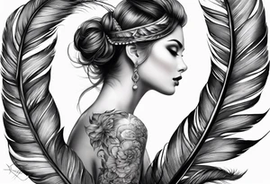 pen wrapped in feather tattoo idea