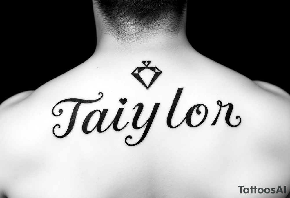 The name Taiylor spelled with the O as a diamond ring with hearts behind the ear tattoo tattoo idea