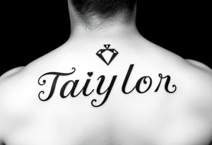 The name Taiylor spelled with the O as a diamond ring with hearts behind the ear tattoo tattoo idea