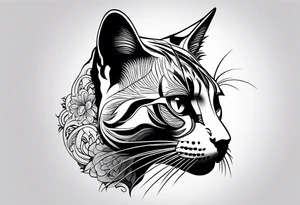 Animal Head ONLY: Cat side profile right side tattoo idea