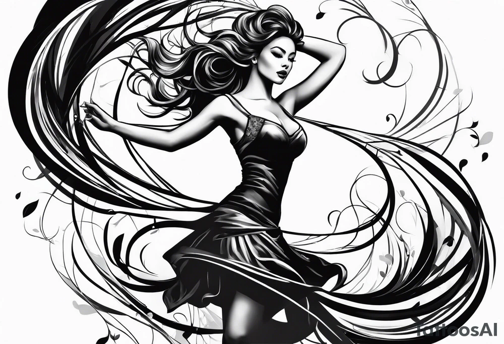 Girl twirling tattoo idea