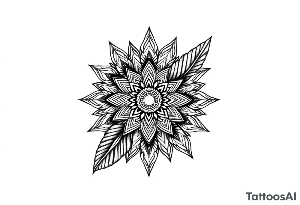 spiritual feather indian mandala shaman tattoo idea