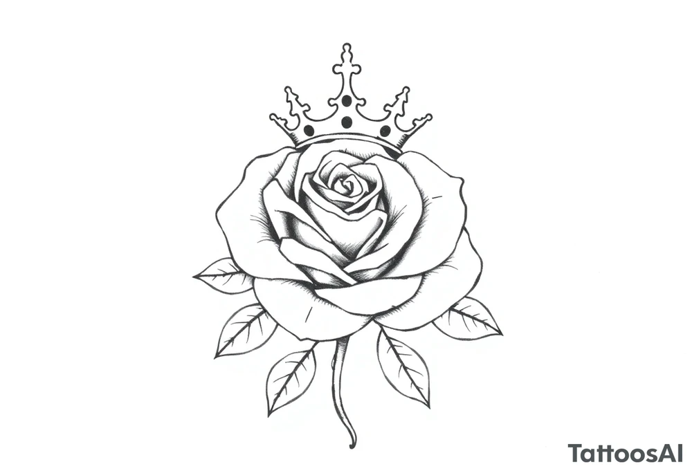 A Rose with a kings crown on it tattoo idea