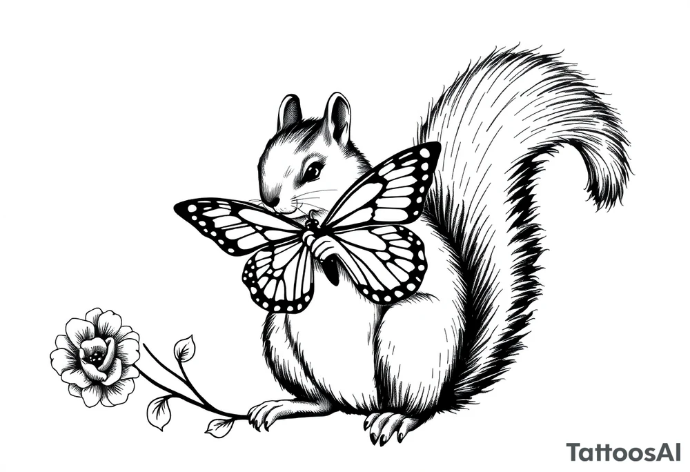 A Squirrel holding butterfly tattoo idea