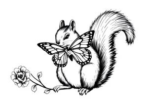 A Squirrel holding butterfly tattoo idea
