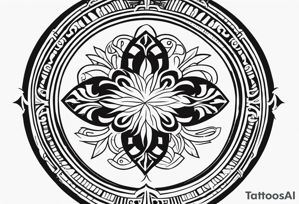 Filipino sun, Filipino Polynesian style, surname Reyes Espina, not vulgar, family crest round shape that looks good on a wrist or bicep, not traditional American tribal, family, love tattoo idea