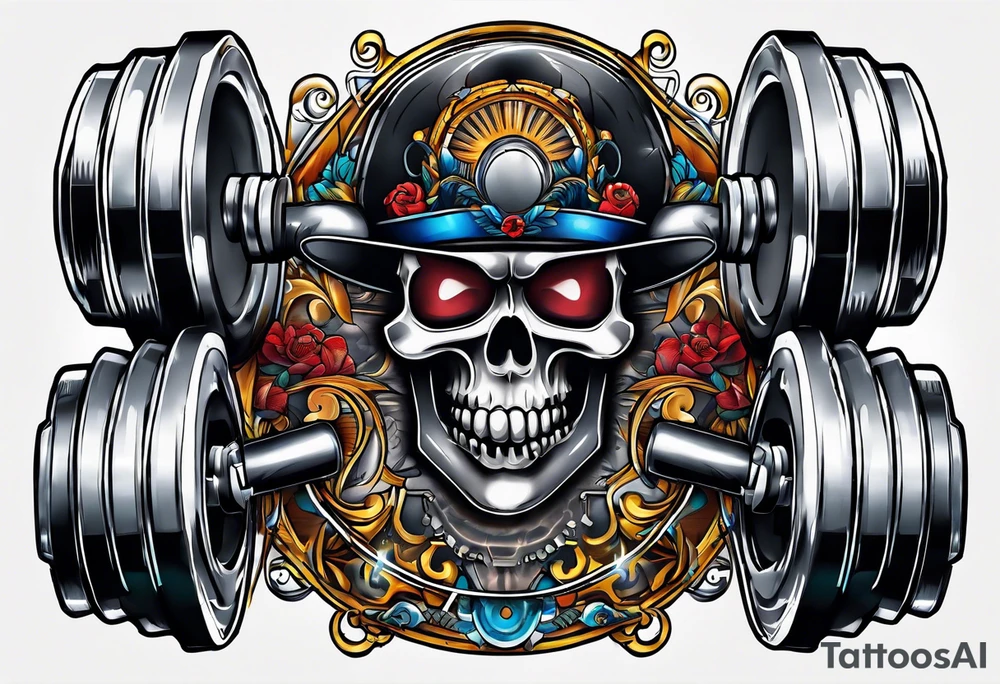 Dumbbell and strength mindset tattoo idea