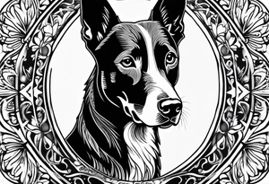 Koolie cross kelpie portrait tattoo idea