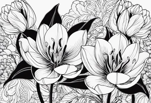Scorpio and Leo with black and white tulips tattoo idea