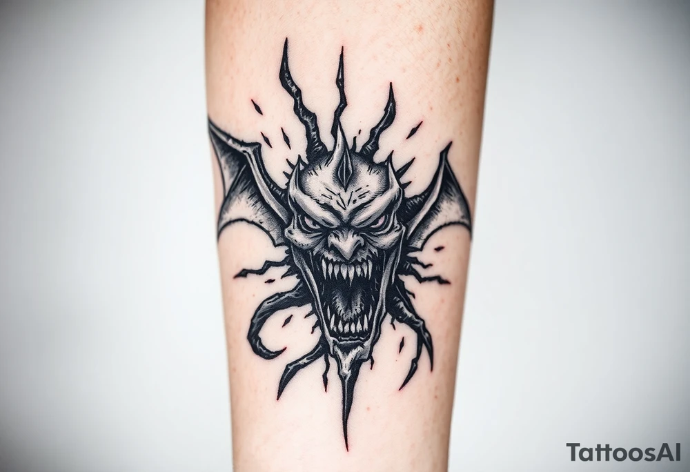 Demons tearing through skin hell fight of good vs evil inside inner demons tattoo idea