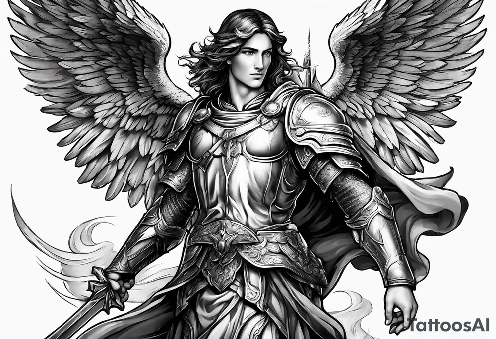 Michael the Archangel protecting someone tattoo idea