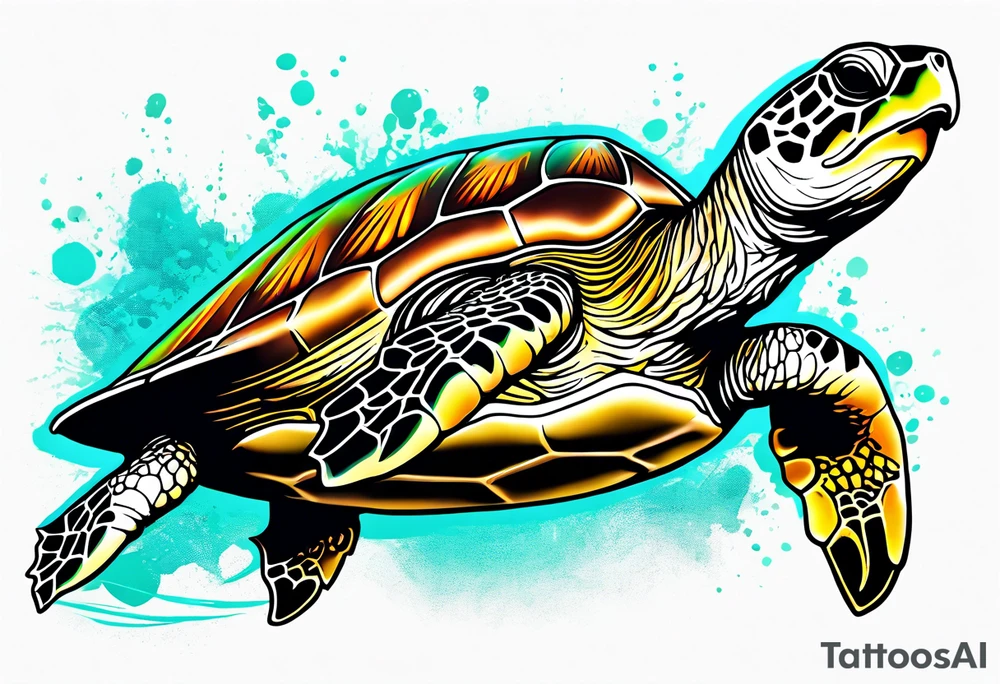 green sea turtle tattoo idea