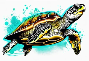 green sea turtle tattoo idea