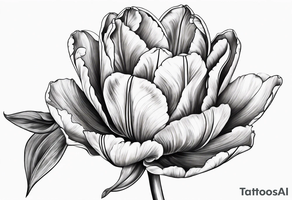 Classic Tulip flower with music note on the stem tattoo idea