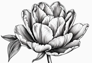 Classic Tulip flower with music note on the stem tattoo idea