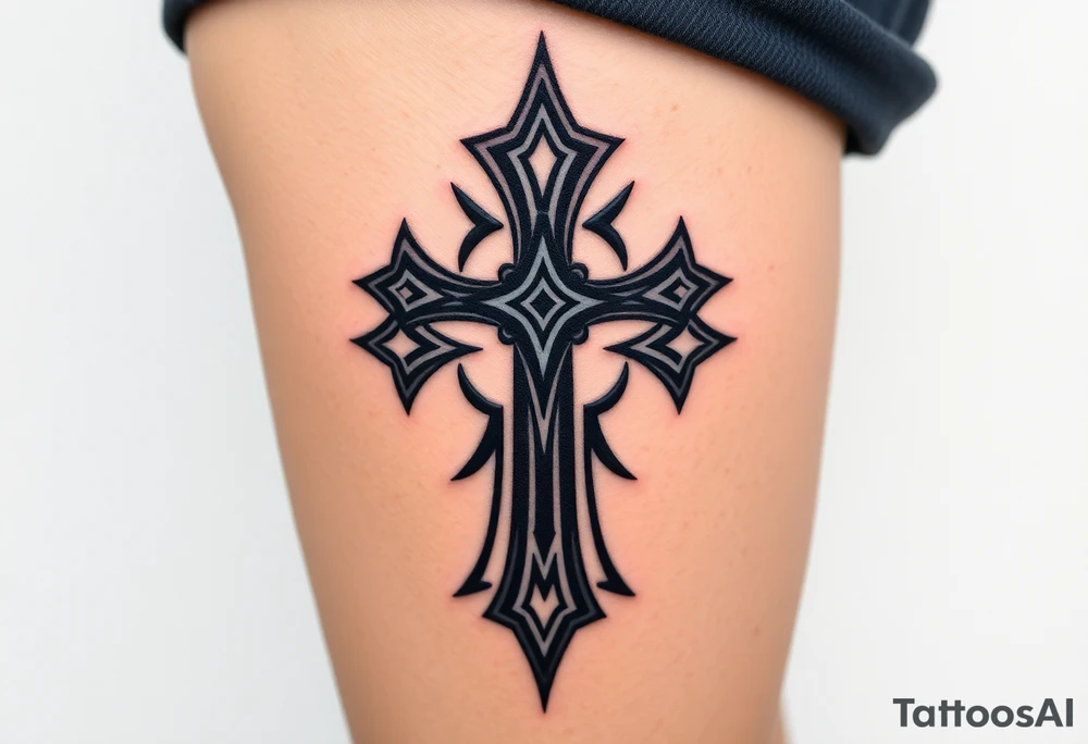 A black upside down cross tattoo idea