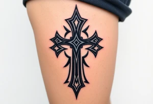 A black upside down cross tattoo idea