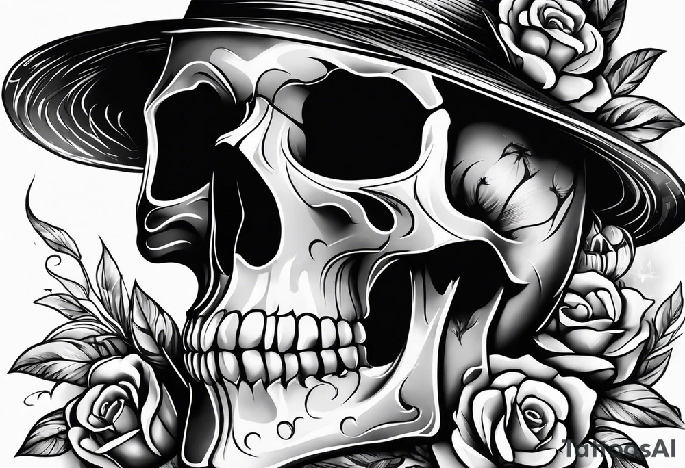 Memento mori written skull sleeve tattoo design tattoo idea