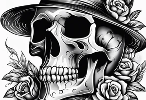 Memento mori written skull sleeve tattoo design tattoo idea
