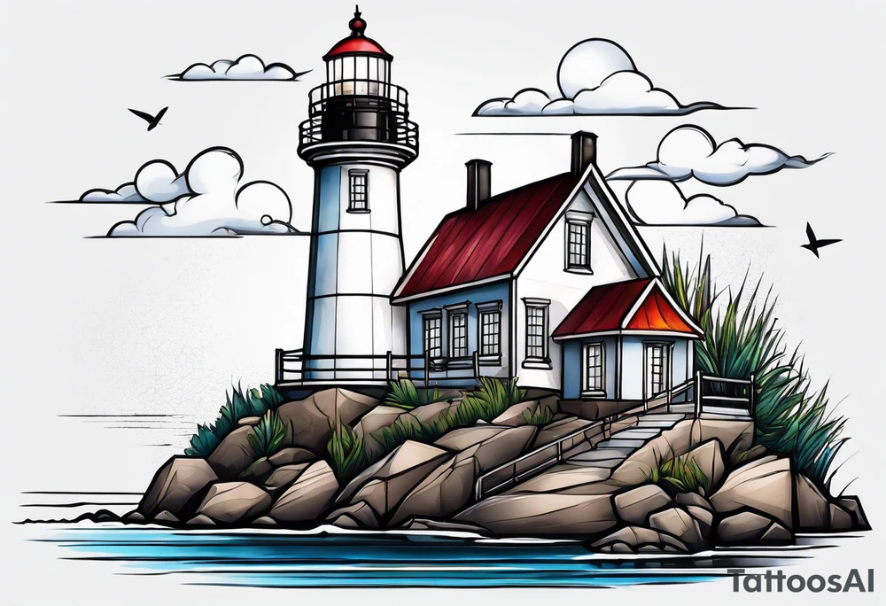 lighthouse a bit realist tattoo idea