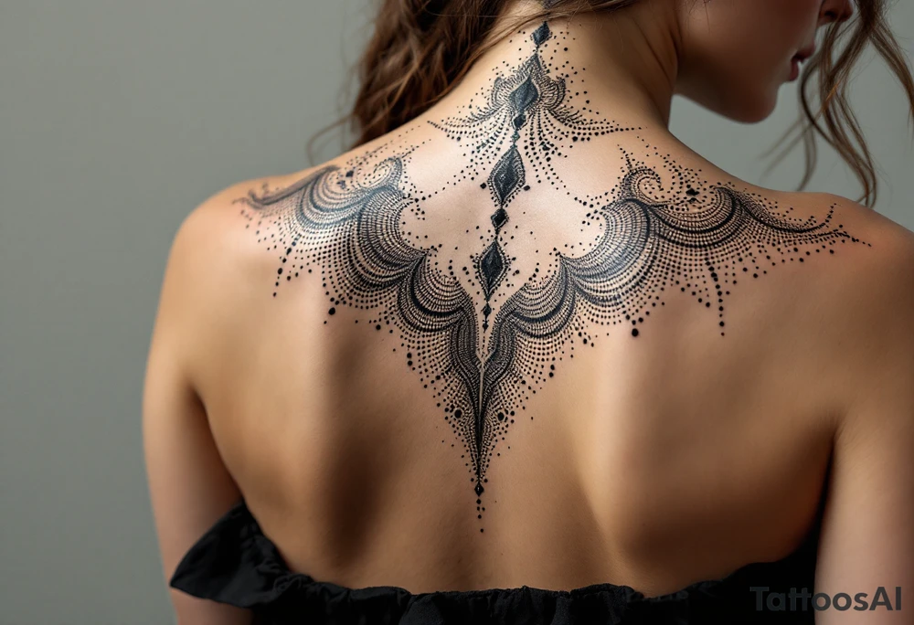 full back tattoo with body contouring tattoo idea