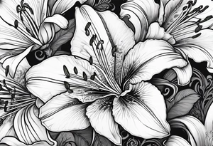 Lily flowers with Clover leaf deck card a cross tattoo idea