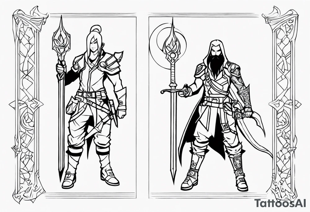 The arcane lega of legends on the left is Vi, on the right is Jinx tattoo idea