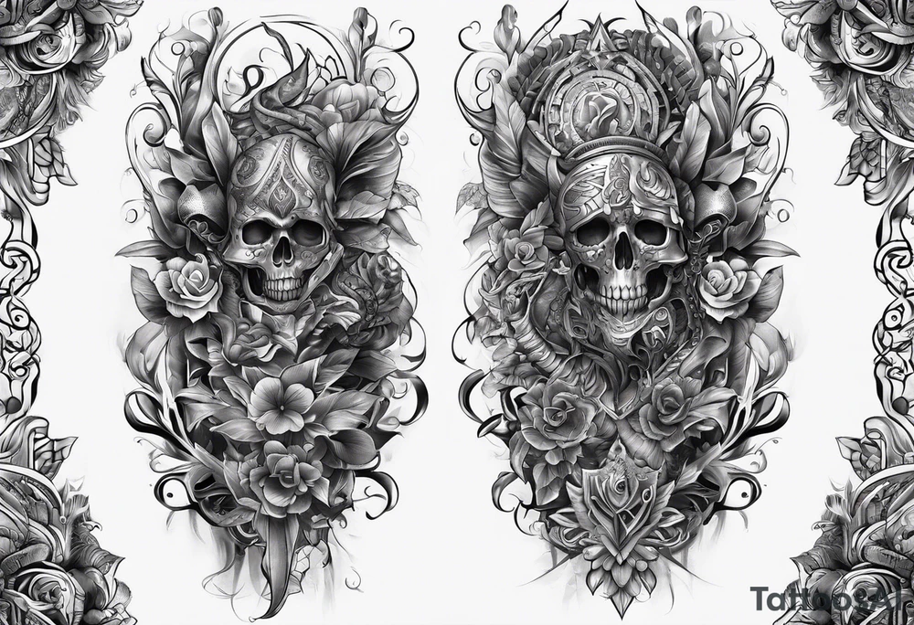 Full leg tattoo 2D tattoo idea