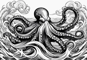 Octopus peaceful waves tattoo idea