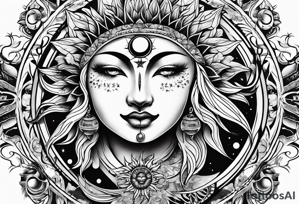 Sun and moon tattoo idea