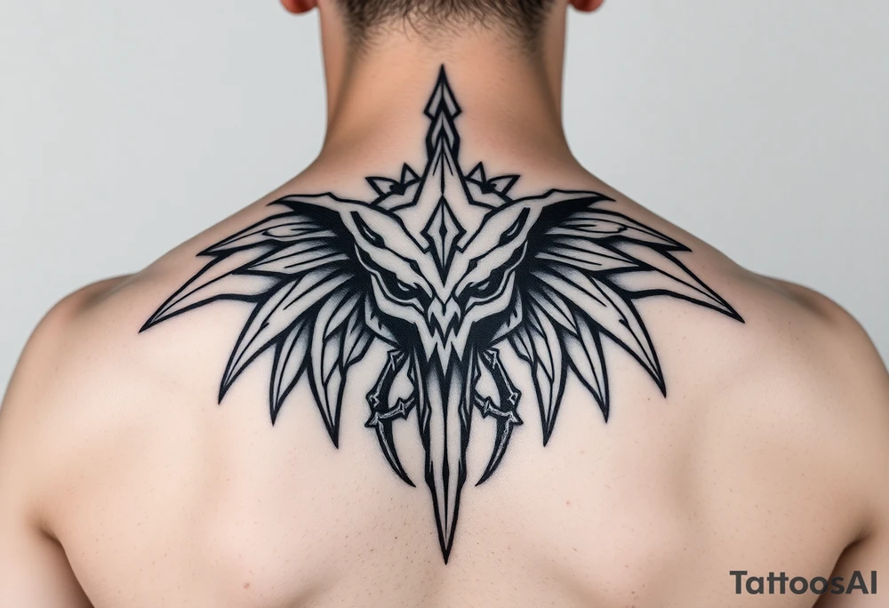 Тату в абстрактному стилі де хлопець в кімоно йде в перед а його в спину штовхає дівчинка англ tattoo idea