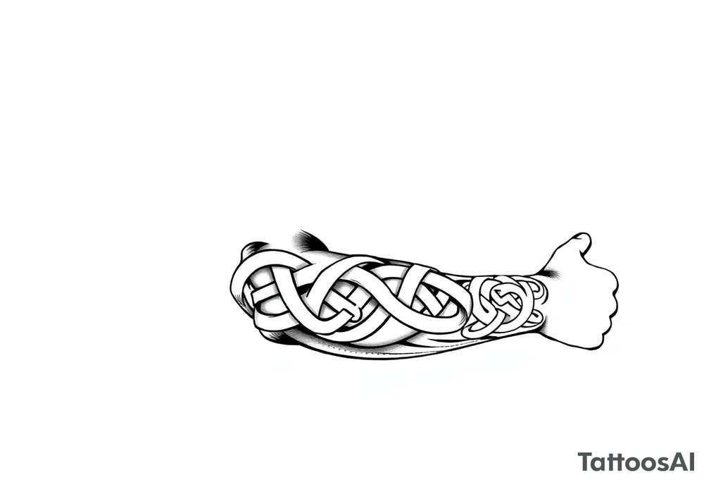 Celtic tribal knots
and bands black and white shading full sleeve simple tattoo idea