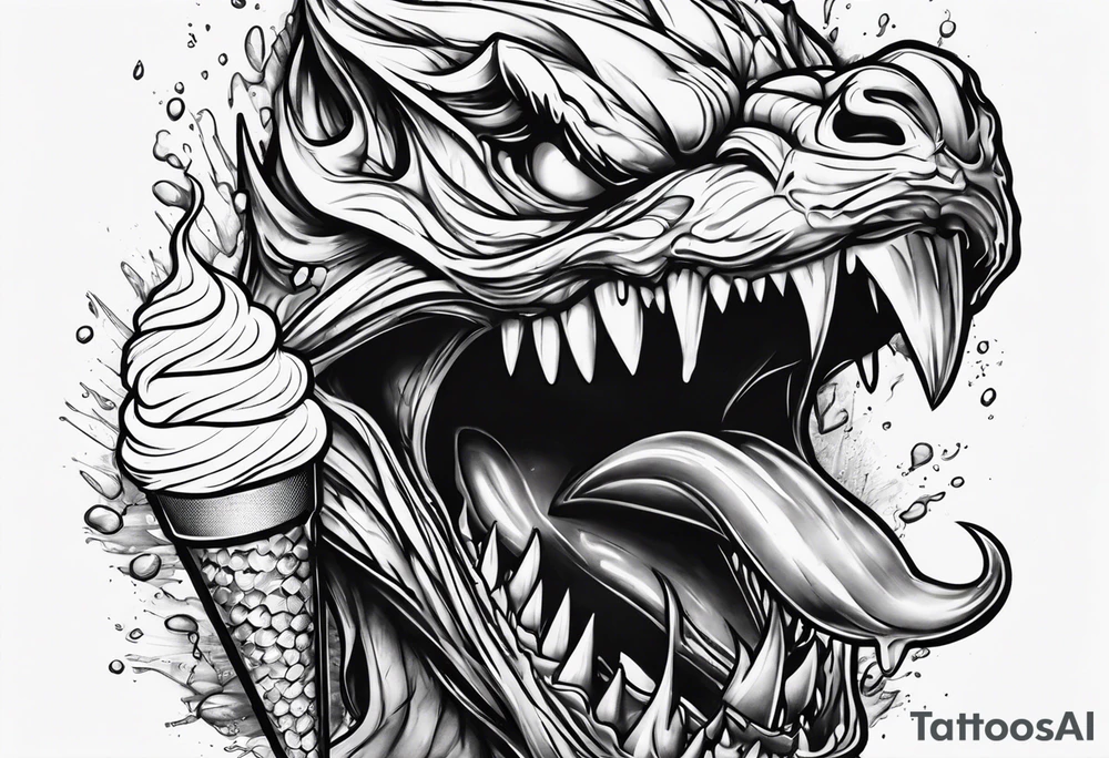 Venom eating ice cream cone tattoo idea