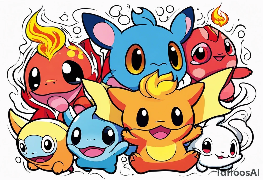 Calcifer, Chimchar, Toothless, Stitch, Kirby, Ponyo tattoo idea