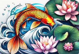 Koi and lotus flower tattoo idea